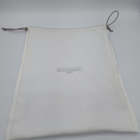 Christian Dior White Canvas Dust Bag 11.5x9 Cord Drawstring NWOT AUTHENTIC - Picture 4 of 6